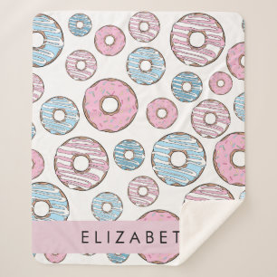 Couverture Sherpa Donuts Roses, Donuts Bleus, Sprinkings, Votre Nom