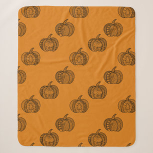Couverture Sherpa Doodles d'Halloween boho mandala citrouilles Autom