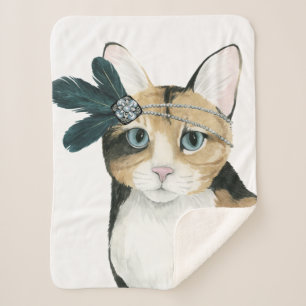 Couverture Sherpa Downton Cat   Bejeweled With Feathers