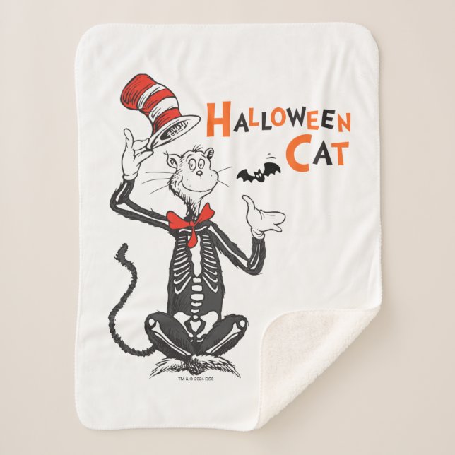 Couverture Sherpa Dr Seuss | Chat d'Halloween en Casquette (Devant)