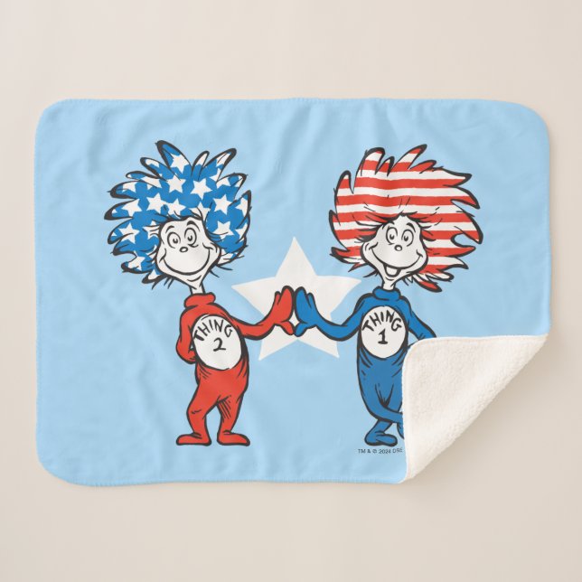 Couverture Sherpa Dr Seuss | Une chose Deux graphiques patriotiques (Devant (Horizontal))