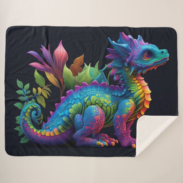 Couverture Sherpa Dragon coloré (Devant (Horizontal))