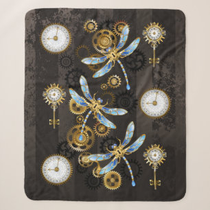 Couverture Sherpa Dragonflies de Steampunk sur arrière - plan rayé