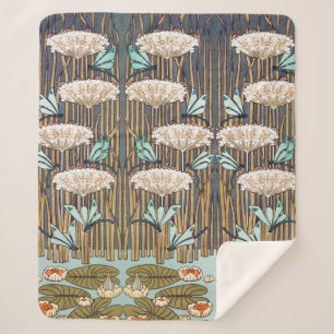 Couverture Sherpa Dragonflies Water Lilies Marais Art Nouveau