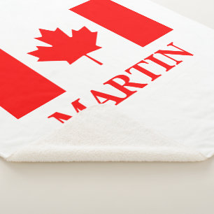 Couverture Sherpa Drapeau canadien nom de famille Toison de Sherpa