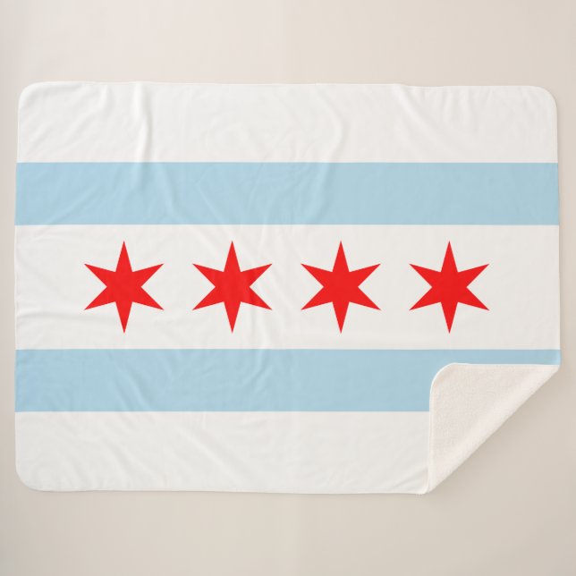 Couverture Sherpa Drapeau de la ville de Chicago (Illinois) (Devant (Horizontal))