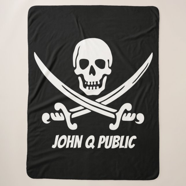 Couverture Sherpa Drapeau de pirate de jolly roger avec le nom (Devant)