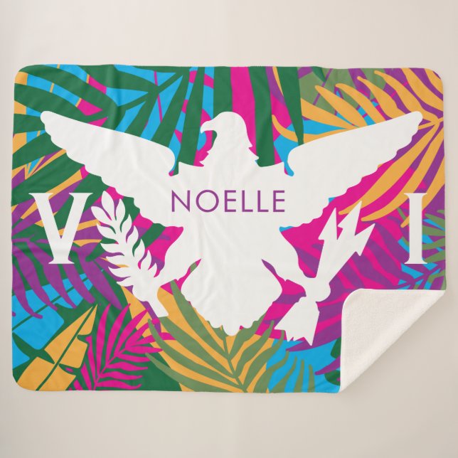 Couverture Sherpa Drapeau des îles Vierges américaines, Feuilles tro (Devant (Horizontal))