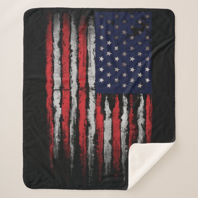Couverture Sherpa Drapeau Grunge U.S.A (Devant)