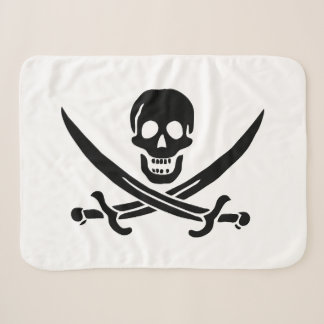 Couverture Sherpa Drapeau pirate crâne épées croisées
