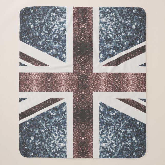 Couverture Sherpa Drapeau rustique UK rouge bleu étincelants parties (Devant)