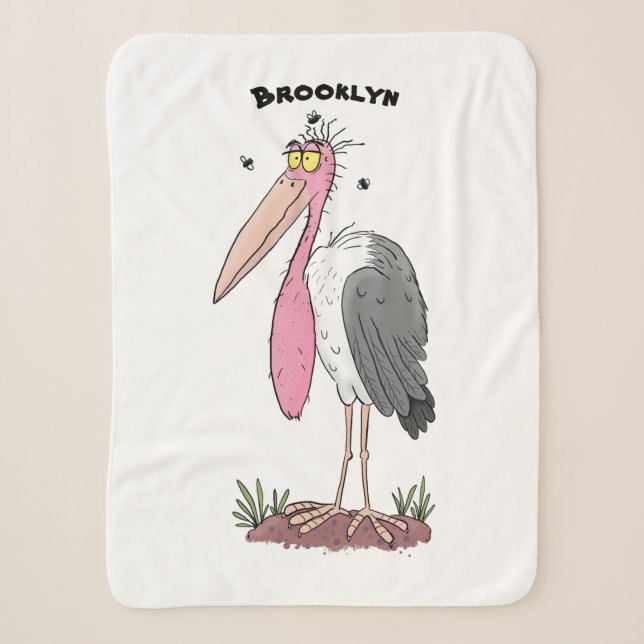 Couverture Sherpa Drôle dessin animé de cigogne en marabou (Devant)