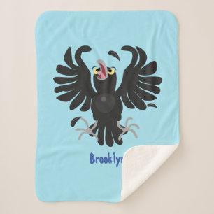 Couverture Sherpa Drôle fou corbeau dessin animé de corbeau de corne
