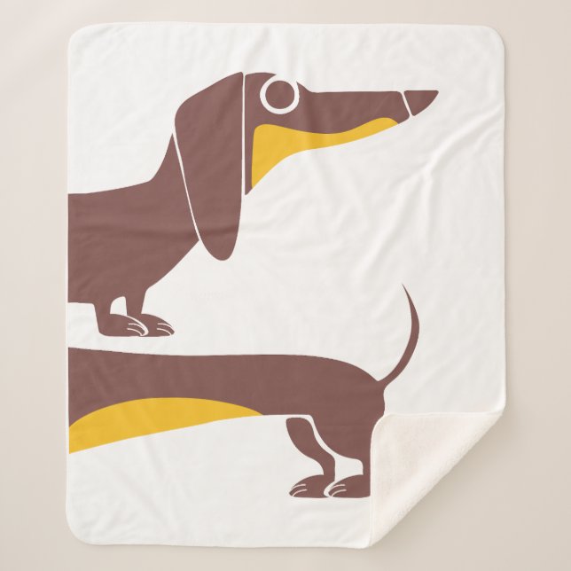 Couverture Sherpa Drôle mignon dachshund pour parent chien long (Devant)