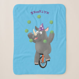 Couverture Sherpa Drôle rhinocéros mignon jonglant sur monocycle