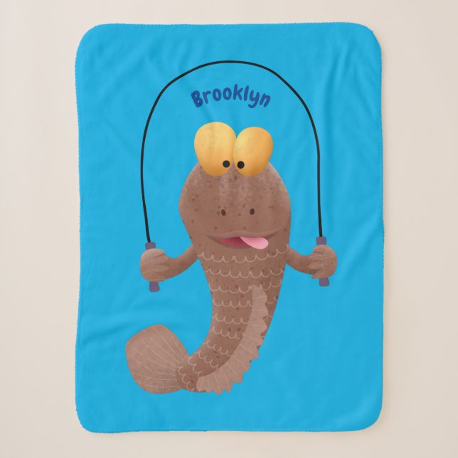 Couverture Sherpa Drôle sauter boudskipper poisson dessin animé (Devant)