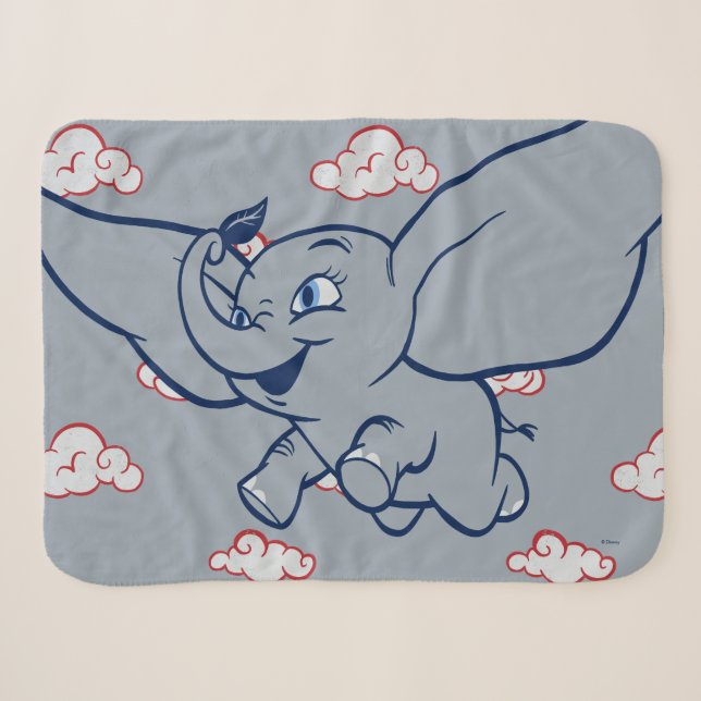 Couverture Sherpa Dumbo| Dessin en duvet avec plumes (Devant (Horizontal))