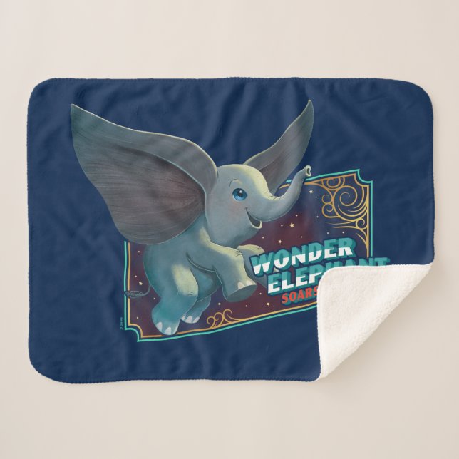 Couverture Sherpa Dumbo| Merveilleux Eléphant S'Enfonce Dans L'Art D (Devant (Horizontal))