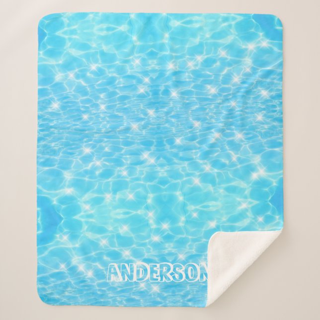 Couverture Sherpa Eau ondule textures eau moderne nom personnalisé (Devant)
