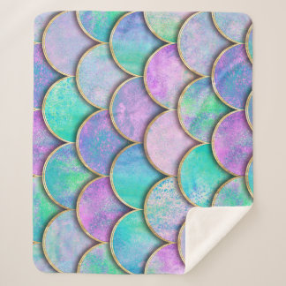 Couverture Sherpa Échelles de sirène : motif d'onde aquarelle.