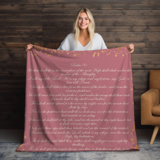 Couverture Sherpa Écriture rose, Psaume 91 Bible chrétienne Verse