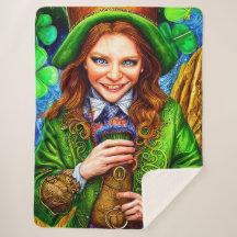 Ecstatic Green Woman Leprechaun Inspiré Art