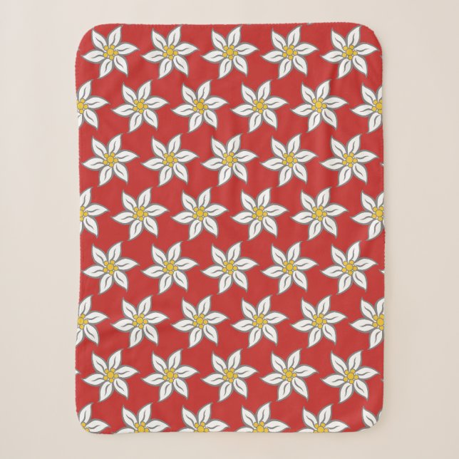Couverture Sherpa Edelweiss Blooms Red Sherpa Fleece Blanche (Devant)