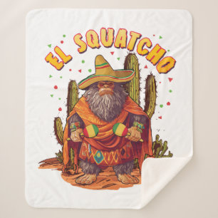 Couverture Sherpa El Squatcho Bigfoot avec Maraca, Sombrero et Ponc
