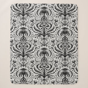 Couverture Sherpa Elaborer Luxe noir sans joint Damask Floral Patt
