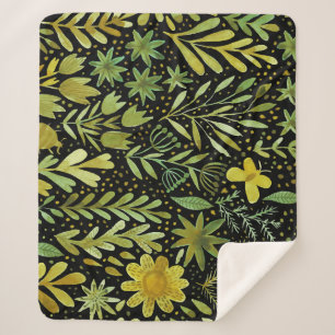 Couverture Sherpa Élégance florale : Motif d'aquarelle Vintage