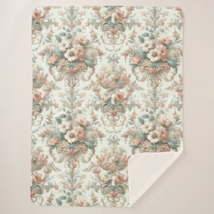 Couverture Sherpa Élégance victorienne : Motifs pastel doux