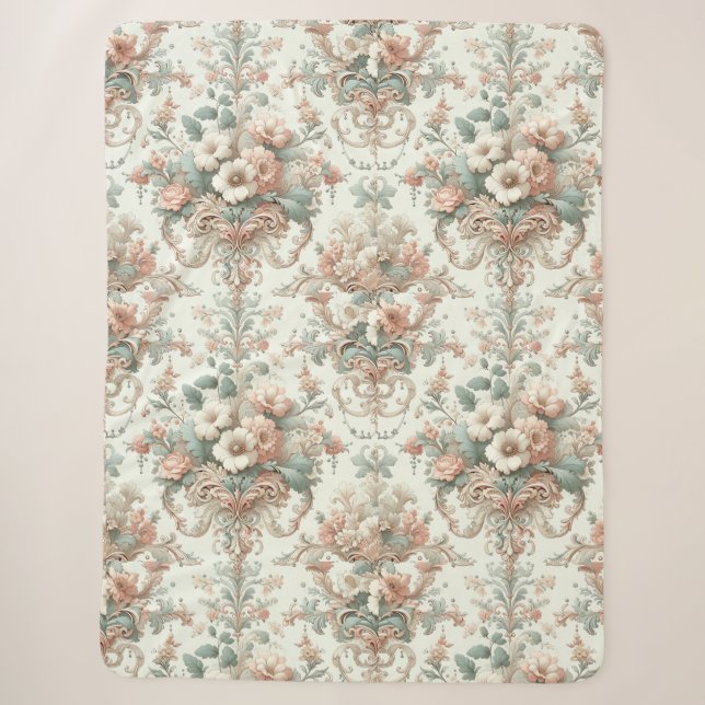 Couverture Sherpa Élégance victorienne : Motifs pastel doux (Devant)