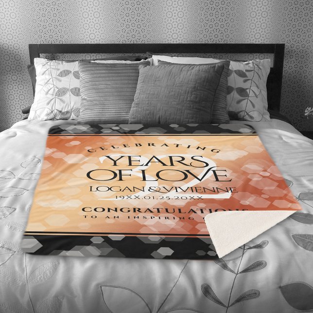 Couverture Sherpa Élégant 32ème anniversaire de Mariage de bronze (Elegant 32th Bronze Wedding Anniversary Sherpa Fleece Blanket Cover Photo.)