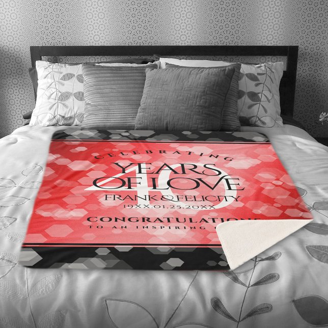 Couverture Sherpa Élégant 40ème anniversaire de Ruby Mariage (Elegant 40th Ruby Wedding Anniversary Sherpa Fleece Blanket Cover Photo.)