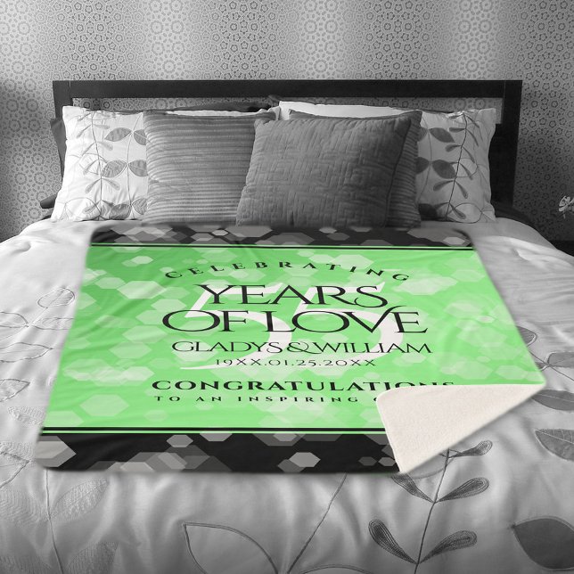 Couverture Sherpa Élégant 55e anniversaire de Mariage d'émeraude (Elegant 55th Emerald Wedding Anniversary Sherpa Fleece Blanket Cover Photo.)