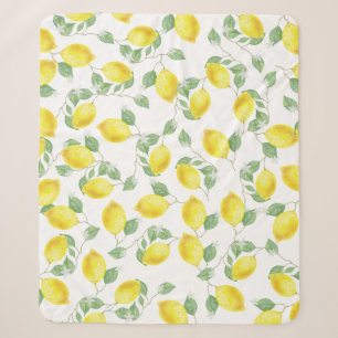 Couverture Sherpa Elégant Aquarelle Lemons & Blossoms