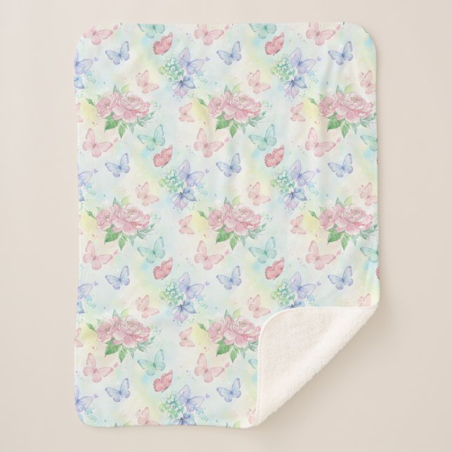 Couverture Sherpa Elegant Butterfly Seamless Print (Devant)