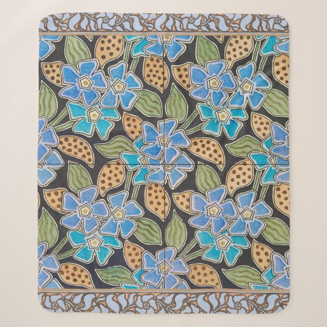 Couverture Sherpa Élégant Fleur Bleu Périwinkle Floral Classic (Devant)
