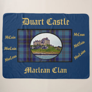 Couverture Sherpa Elégant Marine & Gold Duart Castle MacLean Tartan