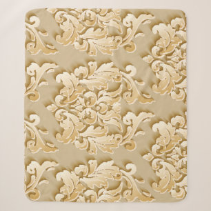 Couverture Sherpa Elégant motif de Damas Vintage texture