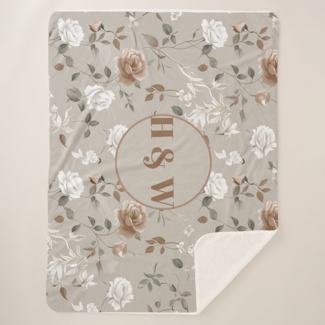 Couverture Sherpa Élégant Rose & Vine Motif Sherpa Blanket (Devant)