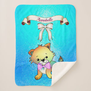 Couverture Sherpa Élégant ruban Cartoon Nom du tigre Personnaliser