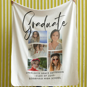 Couverture Sherpa Élégant Script Multi Photo Graduate