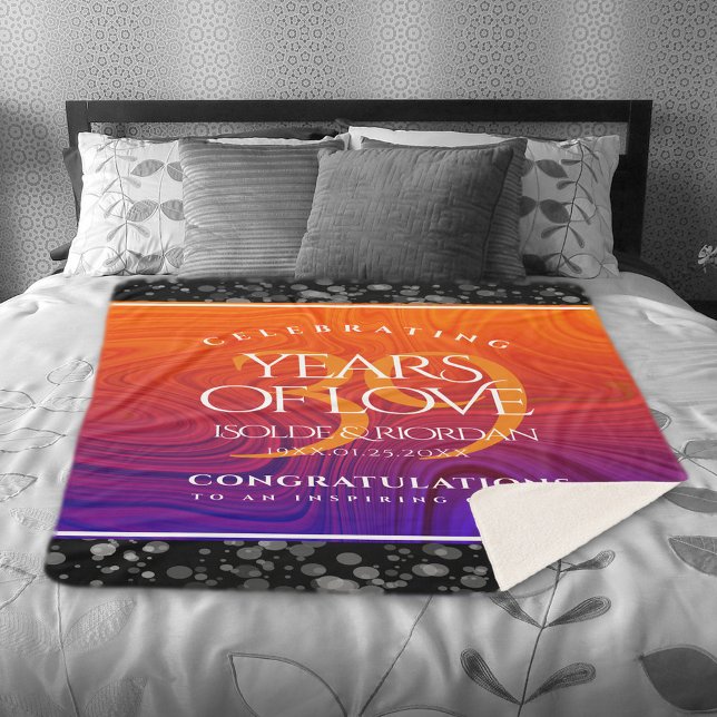 Couverture Sherpa Élégante célébration du 39e anniversaire du Mariag (Elegant 39th Agate Wedding Anniversary Sherpa Fleece Blanket Cover Photo.)