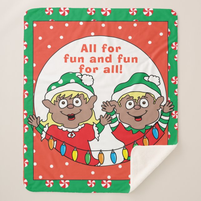 Couverture Sherpa Elfes de Noël de couleur (Devant)