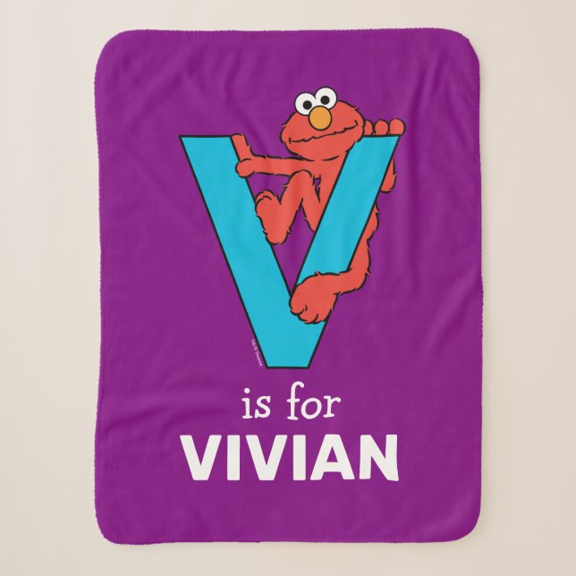 Couverture Sherpa Elmo Alphabet | V bleu (Devant)