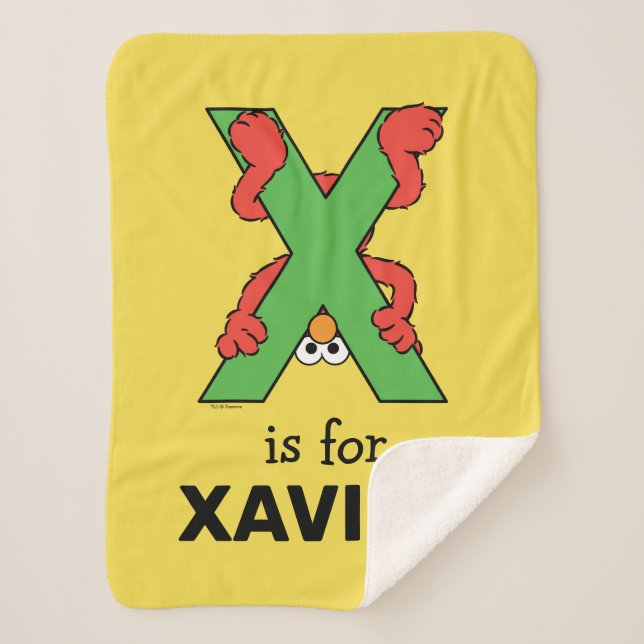 Couverture Sherpa Elmo Alphabet | Vert X (Devant)