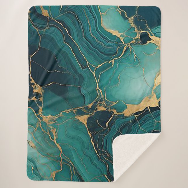 Couverture Sherpa Emerald Green et Gold Sherpa Blanket Bliss (Devant)