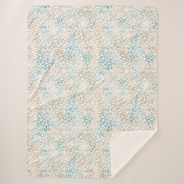 Couverture Sherpa Empreinte de léopard Gold turquoise (Devant)