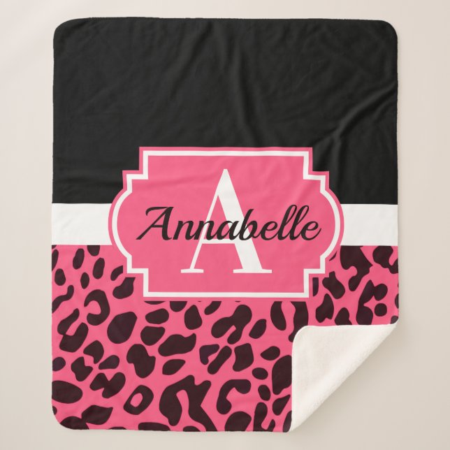 Couverture Sherpa Empreinte de léopard rose (Devant)